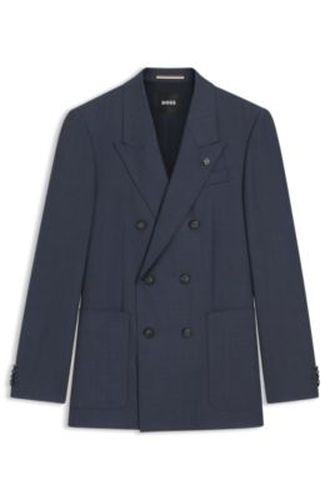 Blazer à coupe décontractée en laine vierge à micro motif - Boss - Modalova