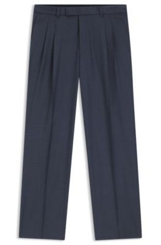 Pantalon coupe fuselée en laine vierge à micro motif - Boss - Modalova