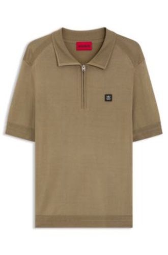 Polo en maille à encolure zippée - HUGO - Modalova
