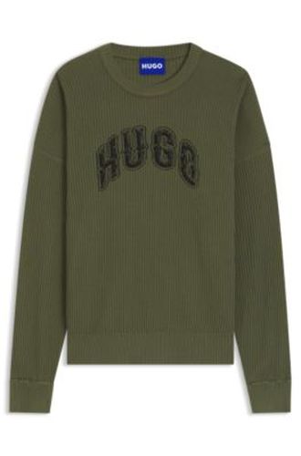 Pull Oversize en coton côtelé avec logo style universitaire - HUGO - Modalova