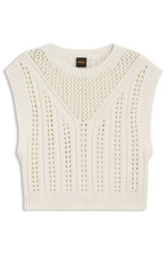 Top en maille de coton mélangé à la structure ajourée - Boss - Modalova