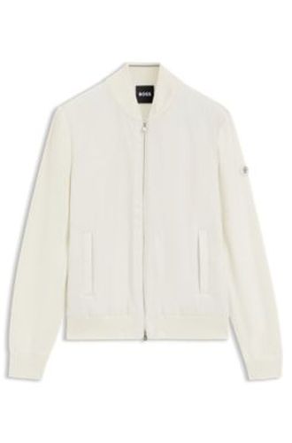 Veste hybride en maille de coton avec col bomber - Boss - Modalova