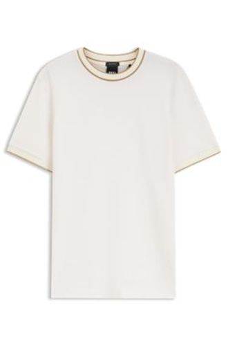 T-shirt Regular en coton structuré avec détails de liserés - Boss - Modalova