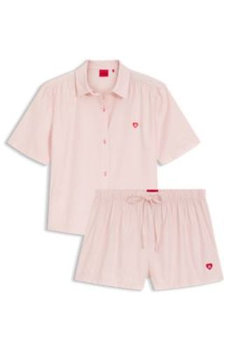 Pyjama en coton mélangé à logos cœur - HUGO - Modalova