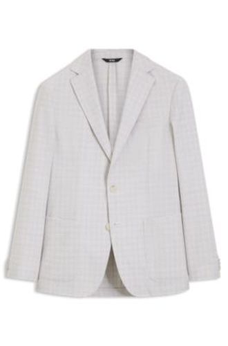 Blazer Slim en laine vierge et coton à carreaux - Boss - Modalova