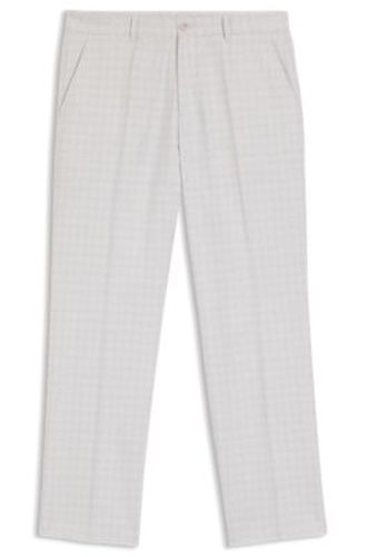 Pantalon droit en laine vierge et coton - Boss - Modalova