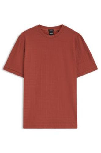 T-shirt en coton avec motif jacquard géométrique - Boss - Modalova