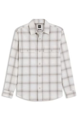 Chemise à carreaux décontractée en laine vierge mélangée - Boss - Modalova