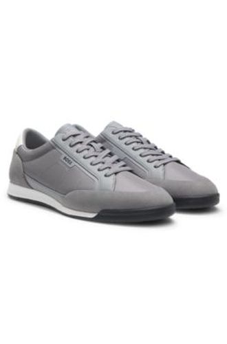 Baskets à empiècements en cuir suédé à semelle striée - Boss - Modalova