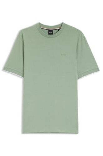 T-shirt en coton avec bas des manches à liserés contrastés - Boss - Modalova