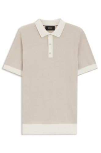 Polo en maille de coton et de soie - Boss - Modalova