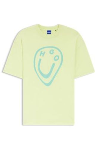T-shirt en jersey de coton avec imprimé Happy effet fondu - HUGO - Modalova