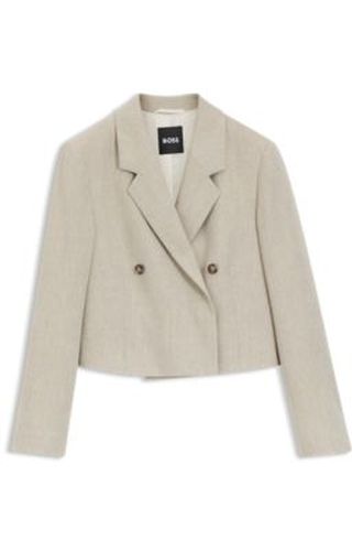 Blazer Oversize en lin mélangé à motif chevrons - Boss - Modalova