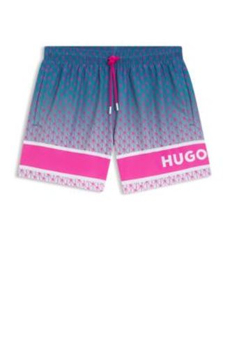 Shorts de bain imprimé avec rayure et logo - HUGO - Modalova