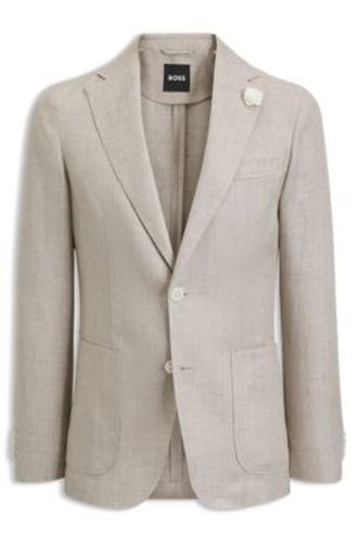 Blazer Slim en lin mélangé à micro motif - Boss - Modalova