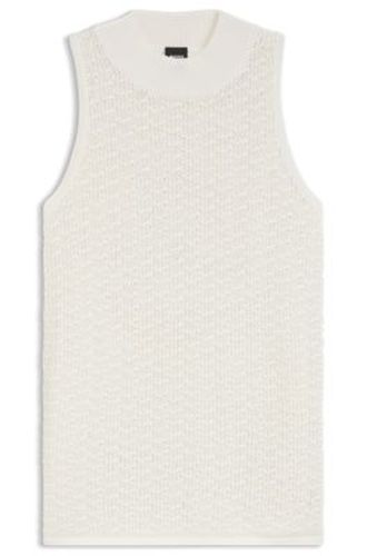 Top en maille de coton à structure micro-dentelle - Boss - Modalova