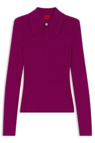 Pull à col polo en laine mélangée au cachemire - HUGO - Modalova