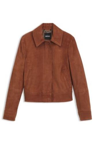 Veste en daim à fermeture zippée dissimulée - Boss - Modalova