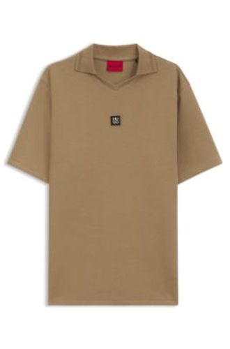 Polo à col Johnny en coton mélangé structuré - HUGO - Modalova