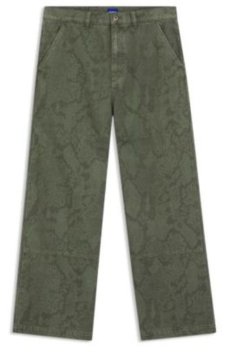 Pantalon Baggy en toile de coton à imprimé serpent - HUGO - Modalova