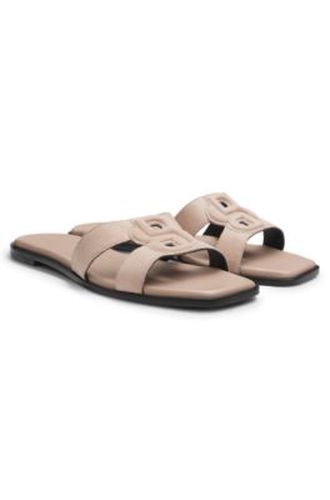 Sandales en cuir suédé avec monogramme Double B brodé - Boss - Modalova