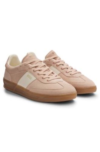 Baskets en cuir suédé avec finitions en cuir lisse - Boss - Modalova