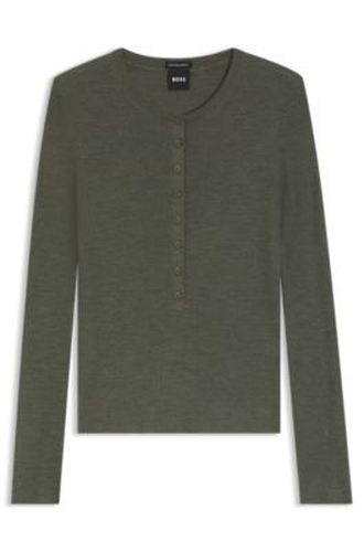 Pull en laine mérinos avec col tunisien - Boss - Modalova