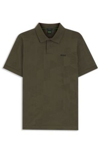 Polo Regular en maille de coton au design jacquard 3D - Boss - Modalova