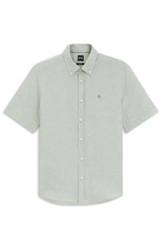 Chemise à manches courtes en mélange de coton et de lin - Boss - Modalova