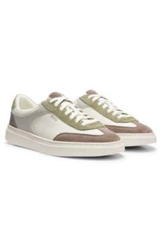 Baskets en cuir à semelle cupsole et finitions en cuir suédé - Boss - Modalova