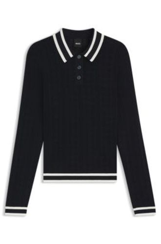 Polo en maille ajourée esprit équestre avec écusson à logo - Boss - Modalova