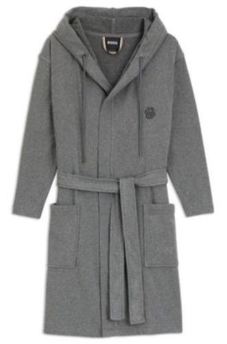 Peignoir à capuche en jersey de coton avec monogramme Double B - Boss - Modalova
