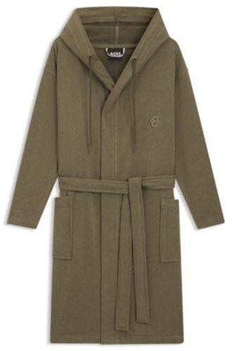Peignoir à capuche en jersey de coton avec monogramme Double B - Boss - Modalova