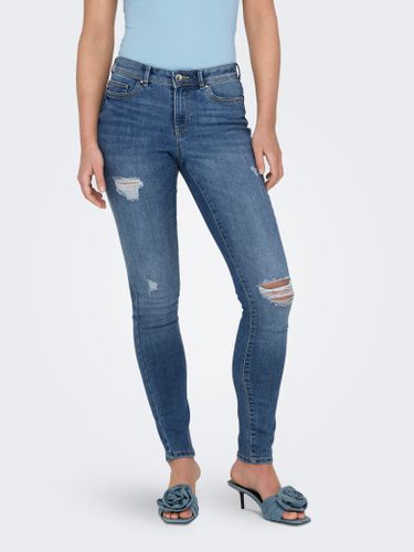 Jeans Skinny Fit Taille Moyenne Ourlé Destroy - ONLY - Modalova