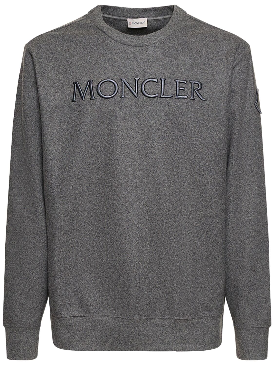 Sweat-shirt En Laine Mélangée À Logo - MONCLER - Modalova