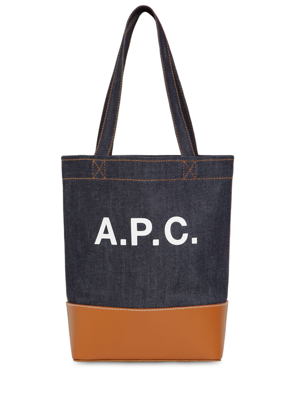 Tote Bag En Denim Et Cuir Imprimé Logo - A.P.C. - Modalova