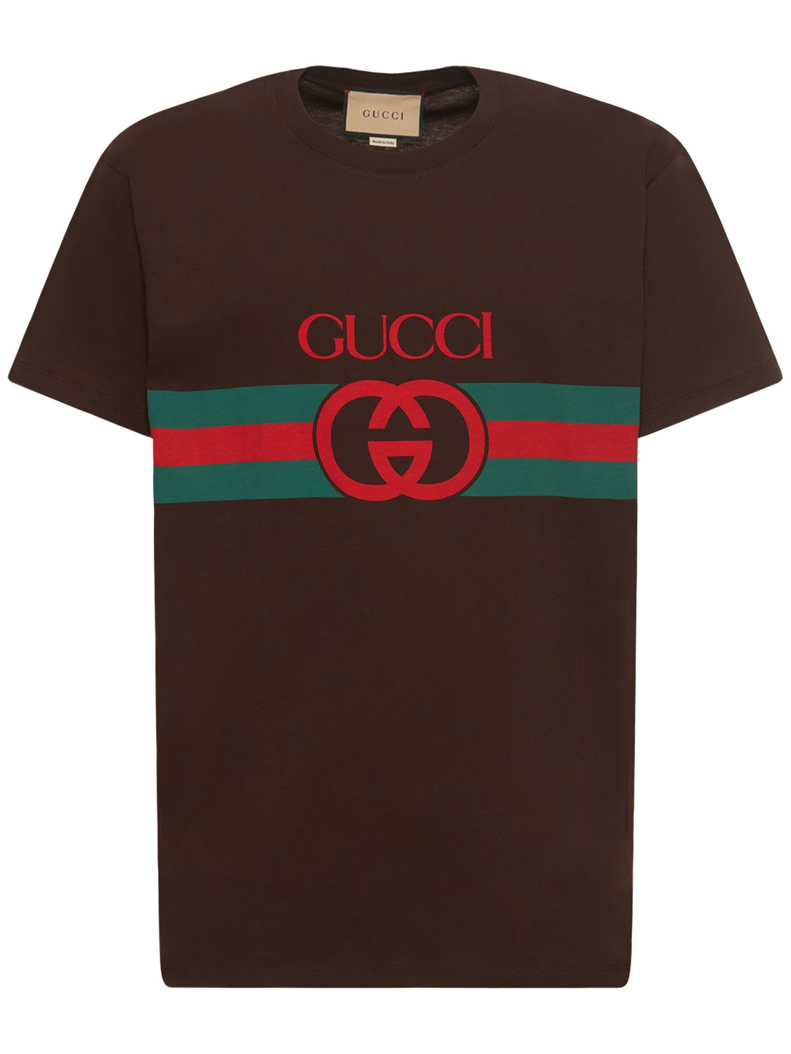 T-shirt En Coton Imprimé Gg - GUCCI - Modalova