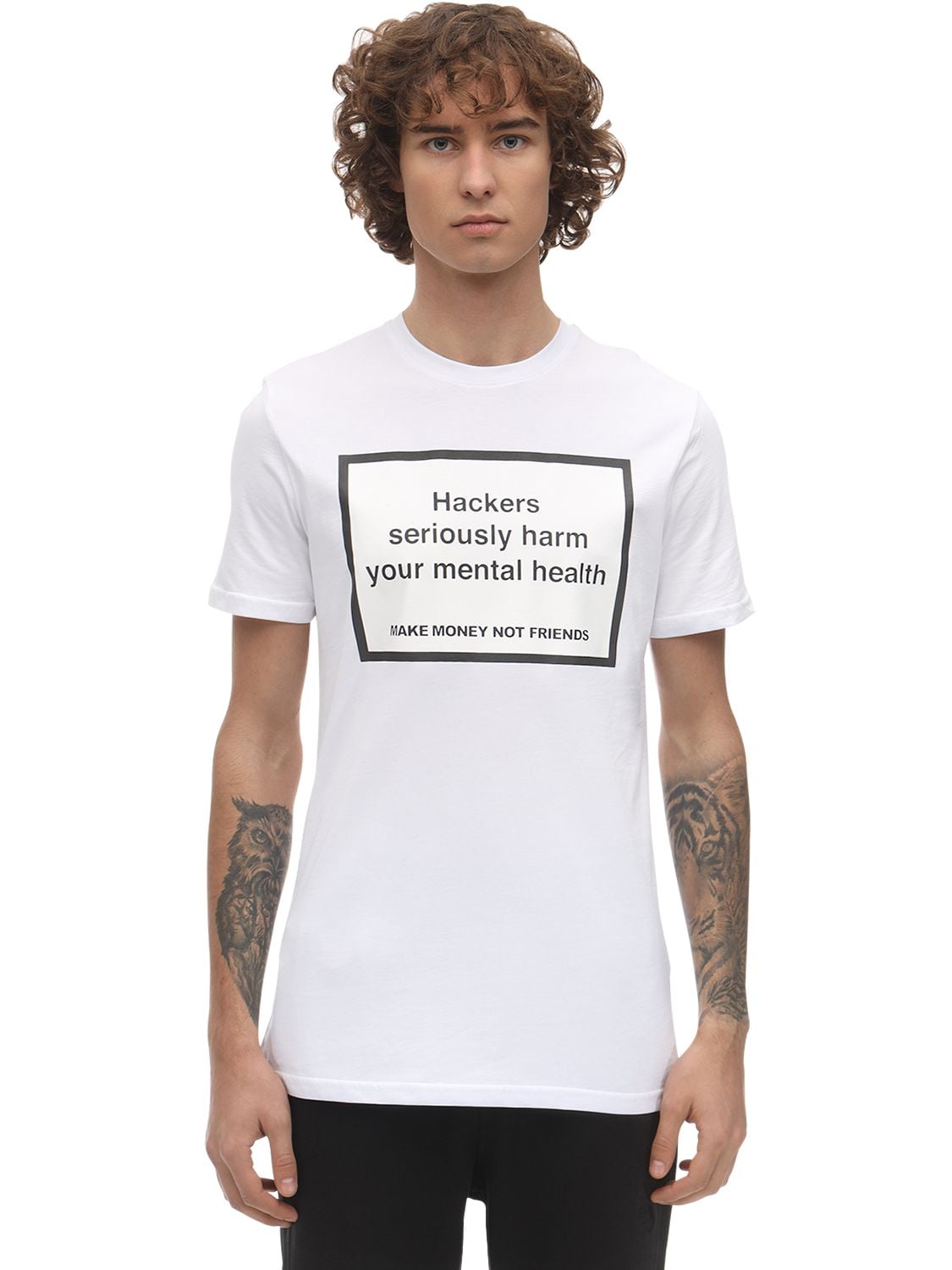 T-shirt En Jersey De Coton Imprimé "hackers" - MAKE MONEY NOT FRIENDS - Modalova