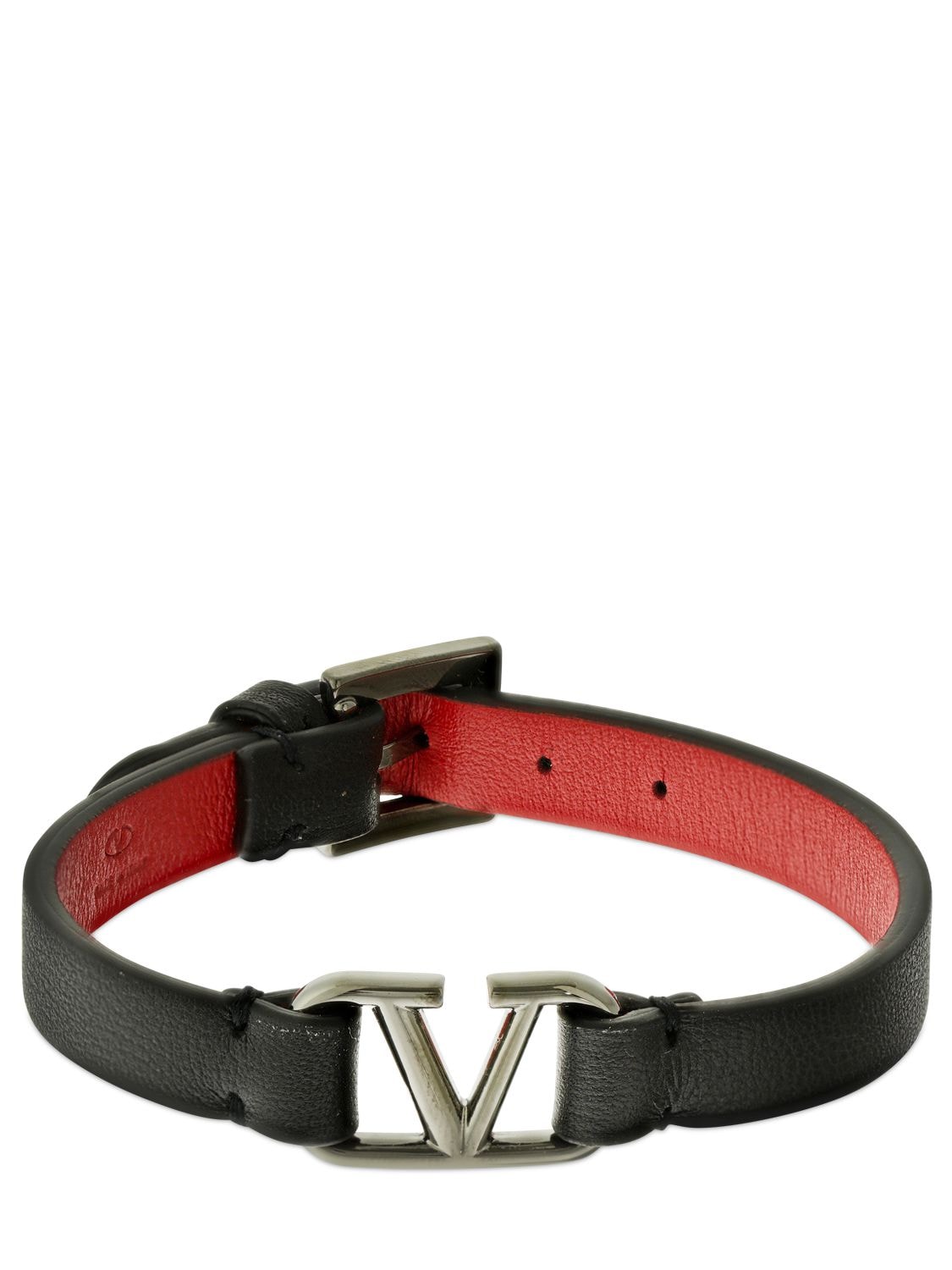 Bracelet En Cuir Bicolore V Logo - VALENTINO GARAVANI - Modalova