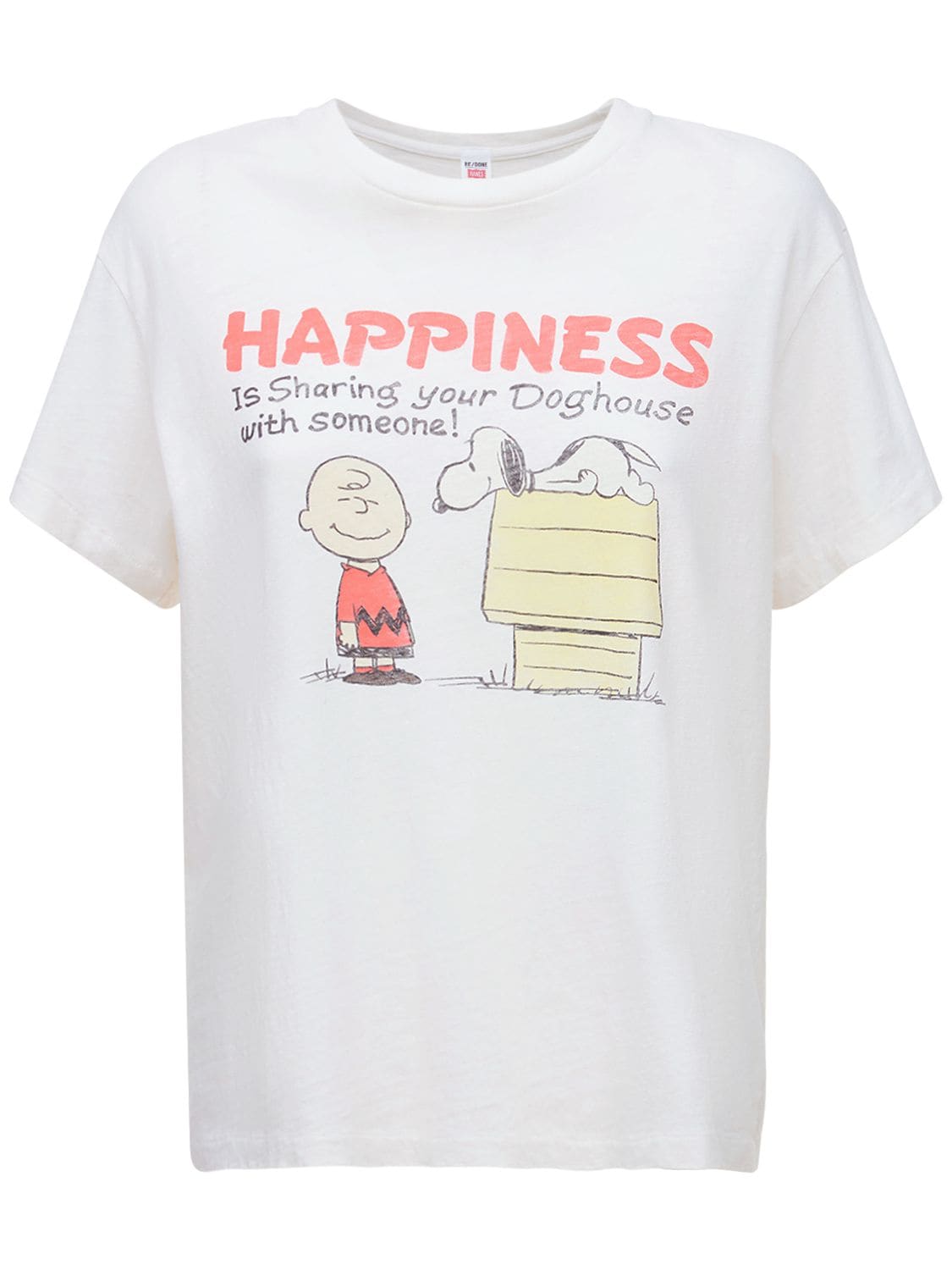T-shirt En Jersey De Coton Imprimé Peanuts - RE DONE - Modalova