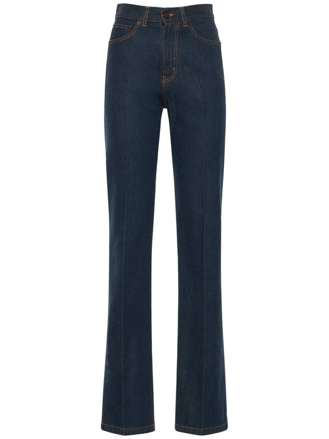 Femme Vêtements Jeans Jeans coupe droite Jean Slim Taille Haute Effet Vieilli Saint Laurent en coloris Bleu 