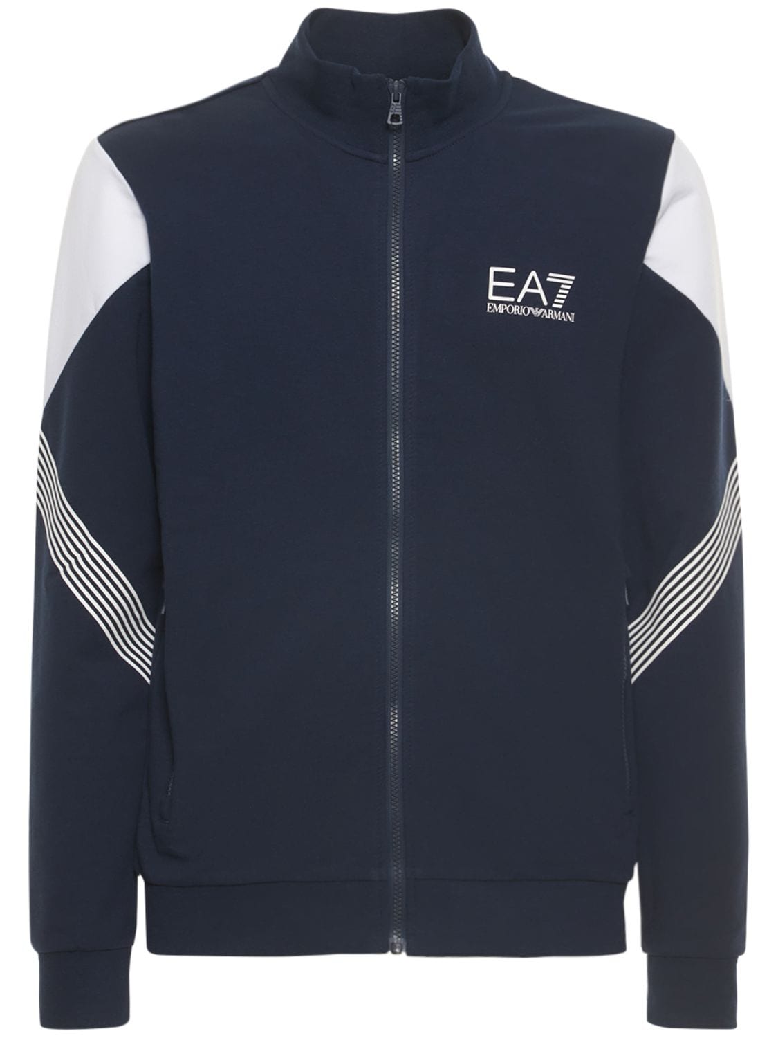 Sweat-shirt Zippé En Coton Mélangé 7 Lines - EA7 EMPORIO ARMANI - Modalova