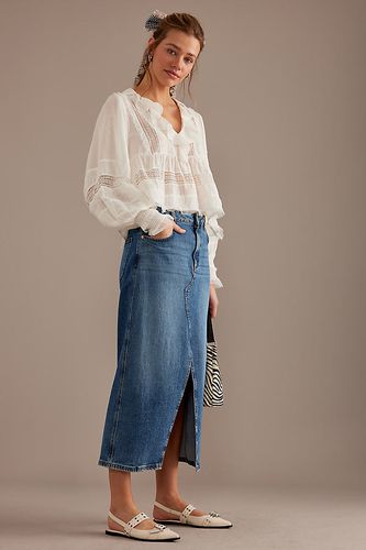 Jupe midi taille haute fendue devant en denim en Blue taille: Uk 6 chez - Anthropologie - Modalova