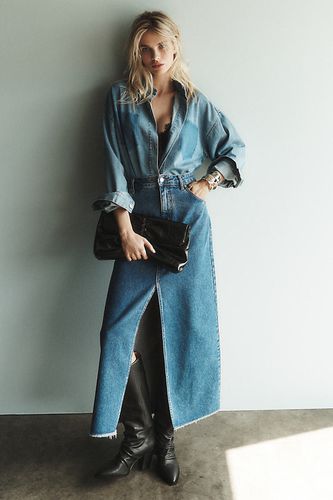 Jupe longue en denim fendue sur le devant Madi en Blue taille: Uk 6 chez Anthropologie - Pilcro - Modalova