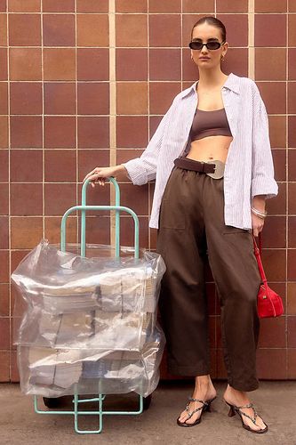 Pantalon Billie en coton-lin coupe barrel en taille: Uk 12 - By Anthropologie - Modalova