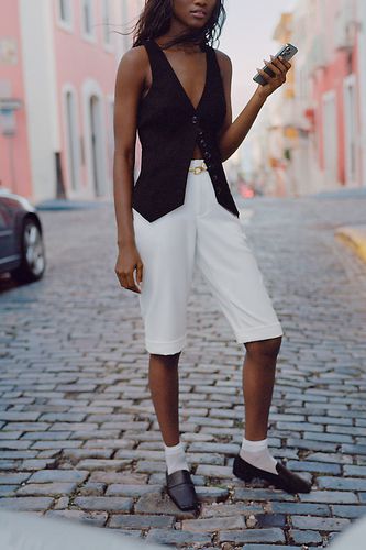 Bermuda ajusté en White, taille: Uk 10 chez Anthropologie - Maeve - Modalova