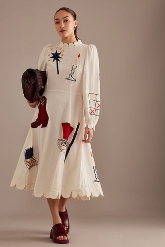 Circus Printed Midi Dress en White taille: Uk 12 chez Anthropologie - Stella Nova - Modalova
