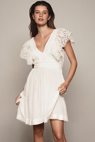 Mini-robe à col en V à manches volantées à aillets en taille: S - By Anthropologie - Modalova