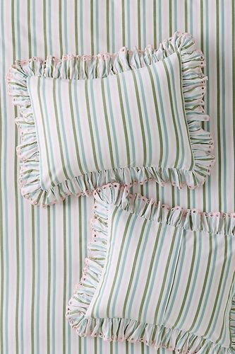Taies d'oreiller en coton rayé Martha à bord volant, ensemble de 2 chez - Anthropologie - Modalova