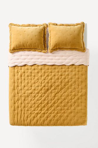 Couvre-lit festonné en velours de coton uni Abbott en Yellow taille: Sk quilts chez - Anthropologie - Modalova